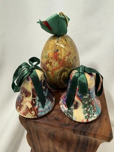 VTG 1991 Enesco Ivory Cats Standing Ornament Lesley Anne Ivory + Decoupage Bells - Picture 1 of 6