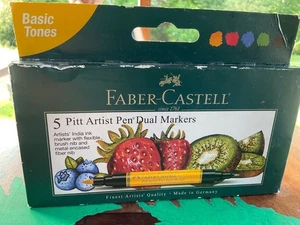 Faber castell 5 Pitt Artist Dual Tip Markers - Picture 1 of 1