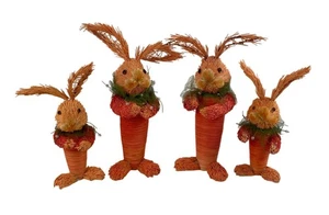 Set statuine coniglietto in sisal decorazione rustica design carota fattoria esposizione primavera - Foto 1 di 13