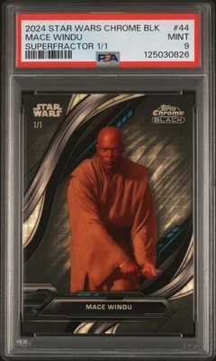 2024 Topps Chrome Black Star Wars #44 Mace Windu Superfractor 1/1 PSA MINT 9 - Image 1 of 2