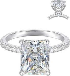 LAMROWFAY - White Gold 14K Moissanite Engagement Ring 4.0CT - Picture 1 of 6
