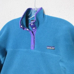 Pullover Patagonia Vintage Niños Vellón 9/10 Azul Púrpura A Presión Hecho en EE. UU. Acogedor - Imagen 1 de 9