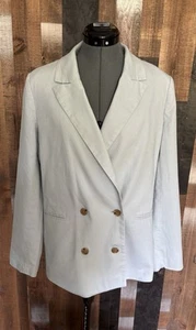 Banana Republic Women’s Blue Linen Blend Double Breasted Blazer Jacket Sz 10 - Picture 1 of 21
