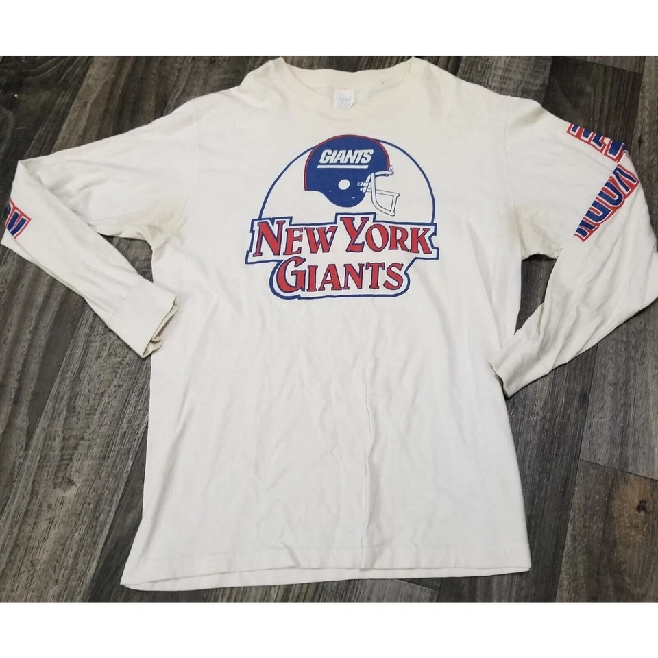 Vintage New York Giants Shirt Men Medium Long Sleeve 80s Logo 7 Old School NFL - Image 1 of 4