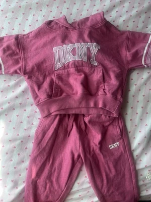 DKNY Toddler Girl 2T Hoodie & Jogger Sweat Set Pink Outfit - Image 1 of 4