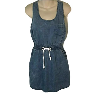 Timing Jumper Dress Blue Small Light Wash Chambray Soft Denim Pockets Overall - Picture 1 of 12