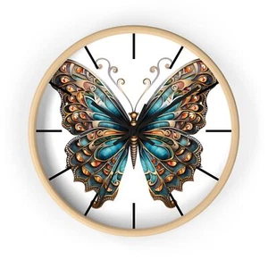 Reloj de Pared Mariposa Azul Diseño Arco Iris Reloj Analógico 10" Marco Madera Mariposas - Imagen 1 de 4