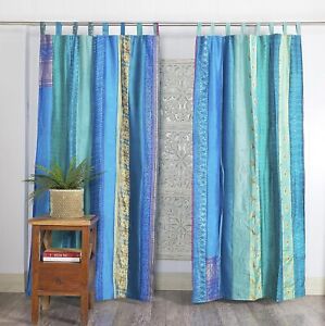 Wholesale Lot Indian Vintage Sari Patchwork Curtain Drape Window Silk Curtain