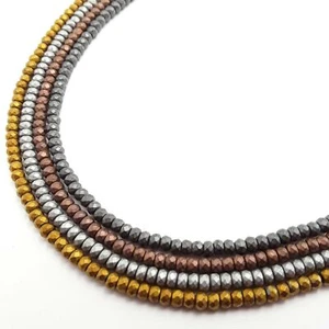 Gray/Gold/Silver/Copper Hematite Faceted Matte Rondelle Beads 2x3mm 15.5" Strand - Picture 1 of 6