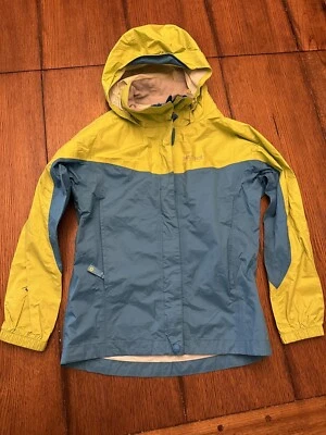 CHAQUETA CORTAVIENTOS MARMOT NIÑAS M CREMALLERA COMPLETA CON CAPUCHA - VERDE AZULADO Y LIMA Foto 1 de 3