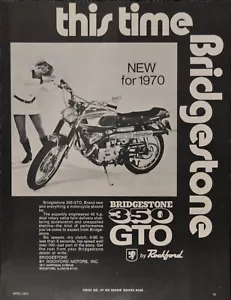 Stivali Bridgestone 350 GT0 1970 originali stampa moto pubblicità donna go go - Foto 1 di 1