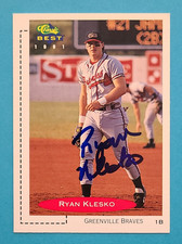RYAN KLESKO Rookie Signed 1991 Classic Best #388 Braves w/ Ticket Autograph Auto