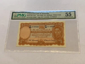LAST PREFIX 10 Shilling Predecimal 1952 PMG Graded 55 Australian Banknote B49 - Picture 1 of 2