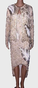 METAMORPHOSIS India 100% Silk Pearls/Sequins Evening Jacket & Hi-Lo Dress M 6-8 - Picture 1 of 23