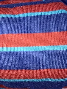 Stretch Blue, Burgundy And Teal Stripe Knit Fabric Lot, 44” X 2 Yards - Picture 1 of 2