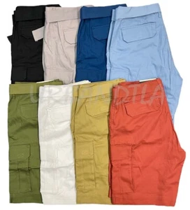 Men's Belted Cargo Shorts Relaxed Fit Cotton Casual Cargo Shorts Pants - Picture 1 of 10