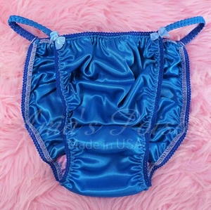 Bragas Sissy Satén para HOMBRE - Azul Suave Mantequilla - Cuerda interior sedosa Bikini - Imagen 1 de 3