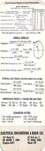 Tarjeta de ingeniería de conversión de bolsillo Falk 1953 Gear Formulas de colección - Imagen 1 de 2