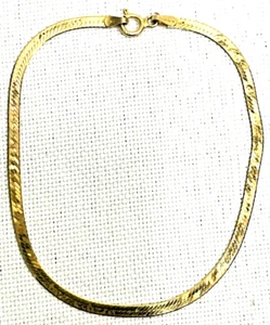 JW ITALY Beautiful Solid 14k Yellow Gold Flat Herringbone 2 sided Bracelet 7" - Picture 1 of 19