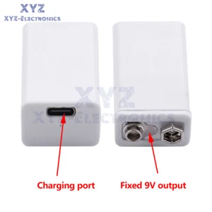 9V Rechargeable Li-ion Battery 800/1200mAh 6F22 Type-C For Multimeter Microphone - Picture 1 of 19