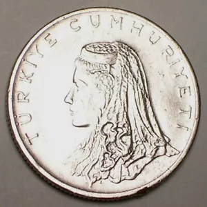 1975 Turkey Turkish 50 Kurus Anatolic Bride Coin VF+ - Picture 1 of 2