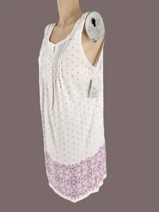 NWT Womens Nightgown Croft & Barrow Knit Cotton Blend Sleeveless Floral White - Picture 1 of 4