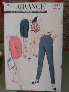 8341 Vtg Advance Pattern Misses' Tapered Pants, Shorts UNCUT/FF Size Waist 28 - Picture 1 of 5