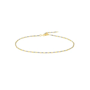 14kt Yellow-white Gold 1.5mm Adjustable Two-Tone Lumacina Anklet 10" Long 3.72g - Picture 1 of 4