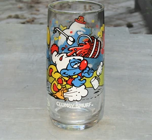 Vintage 1983 Peyo Wallace Berrie & Co Clumsy Smurf Glass - Picture 1 of 6