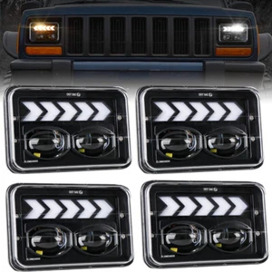 4PCS 4x6" LED Headlights Sealed Hi/Lo Beam For Chevrolet Caprice 1977-1986 w/DRL - Foto 1 di 8
