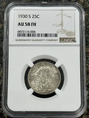 1930-S AU58FH NGC Standing Liberty Quarter Full Head Original  Tough Rare - Image 1 of 2