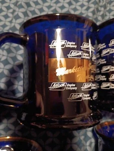 Original Vintage Allison Engine Company RARE Gold Blue Metal Glass Coffee Mugs - Picture 1 of 5