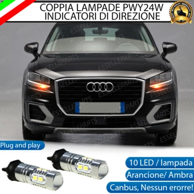 COPPIA LAMPADE LED PWY24W AUDI Q2 CANBUS 10 LED FRECCE ANTERIORI NO ERRORE - Immagine 1 di 3