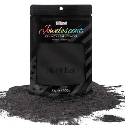 U.S. ART SUPPLY Midnight Black Mica Pearl Powder 3.5oz Cosmetic Grade Resin Soap Slime Makeup