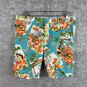 Polo Ralph Lauren Shorts Mens 33 Hawaiian Floral Hula Girl Slim Fit Linen Blend - Picture 1 of 10