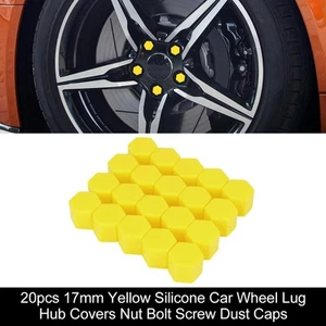 20pcs 17mm Yellow Silicone Auto Car Wheel Lug Hub Covers Nut Bolt Screw Caps - Picture 1 of 6