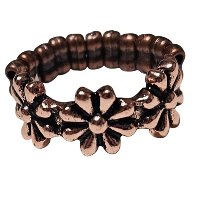 Anillo elástico retro flor cobre boho años 60 70 moda joyería mujer Foto 1 de 3