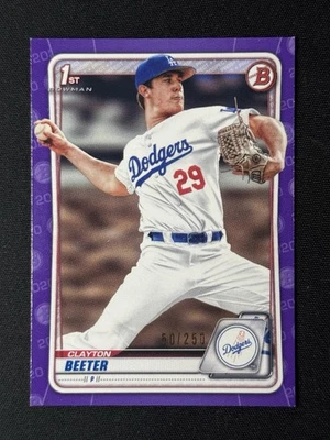 2020 Bowman Draft Clayton Beeter Purple Pattern #50/250 Dodgers - Image 1 of 2