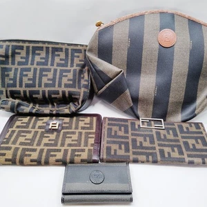 Fendi Accessories Pouch Long Wallet Key Case 5 set Brown PVC 4253069 - Picture 1 of 11
