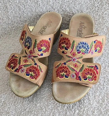Alegria LIN-647N Linn Floral Bordado Cuero Sandalias Cuña Zapatos Para Mujer 8.5 Foto 1 de 4