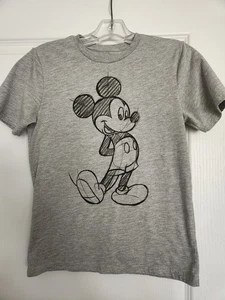 Disney Mickey Mouse Pencil Sketch Tee Shirt Gray - Kids L 10/12 - Picture 1 of 3