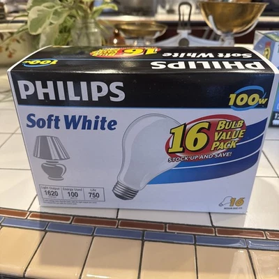 Philips Incandescent 100W Soft White Light Bulbs - 16 Pack - Image 1 of 3