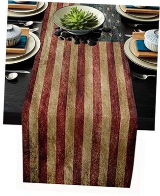 Table Runner Cotton-Polyester Blend, Retro 13 x 36 inches Americanflagdlg6497 - Image 1 of 4