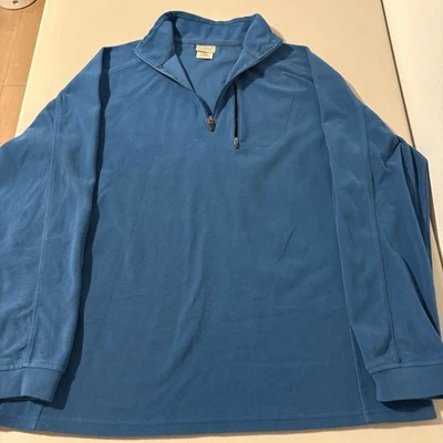 LLBean Blue Fleece 1/4 Zip Pullover Long Sleeve Pocket Men's L Tall Outerwear - Image 1 of 4