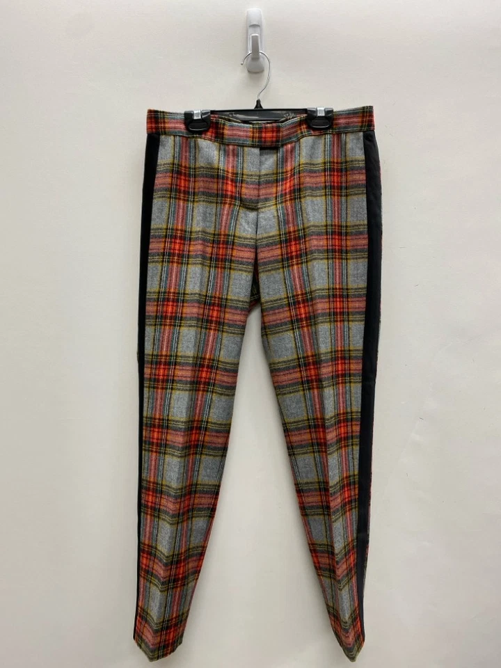 Pantalones de mujer J Crew talla 2 gris/negro rojo/amarillo a cuadros Foto 1 de 1