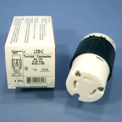 Conector Pass & Seymour L530-C Twist Turn Locking 30A L5-30R Lock Turnlok 125V - Imagem 1 de 4