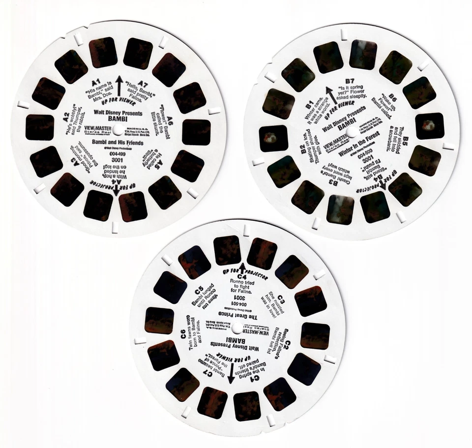 Viewmaster Reels 3 Disney Bambi "Winter in the Forest" "The Great Prince" Loose - Image 1 of 1