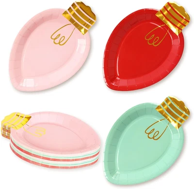 30Pcs Christmas Paper Plate Gold Foil Dinner Plate Christmas Lights Shape Dispos — 第 1/4 张图片