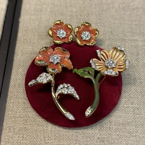 Nolan Miller Country Garden Blume Swavorski Strass Pin Set + Ohrringe - Bild 1 von 4