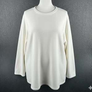 Lands' End Women's 3X (24-26W) Fleece Pullover Sweater Cream Ivory Cozy Soft - Picture 1 of 10